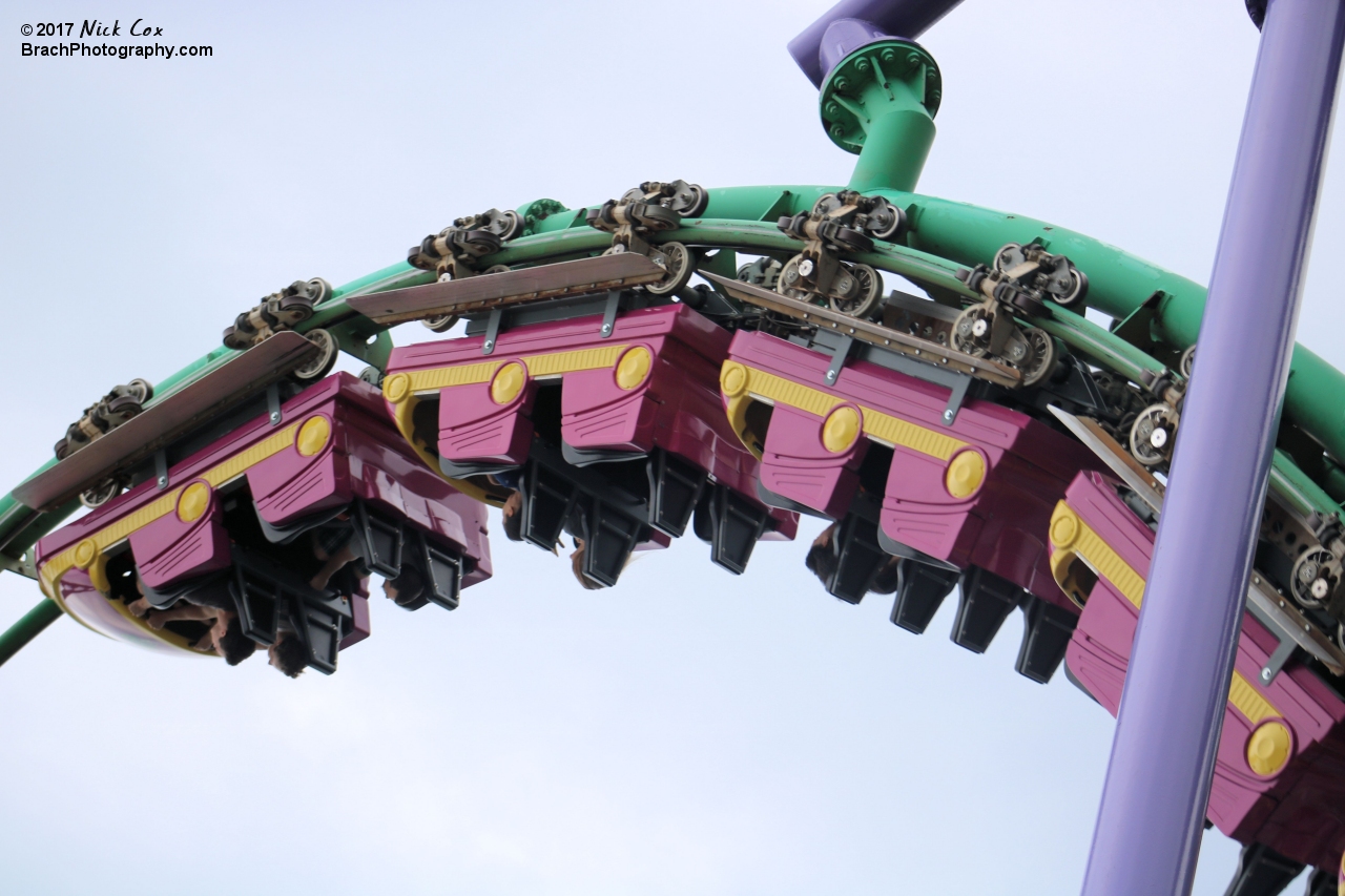 The train upside down in the cobra roll.