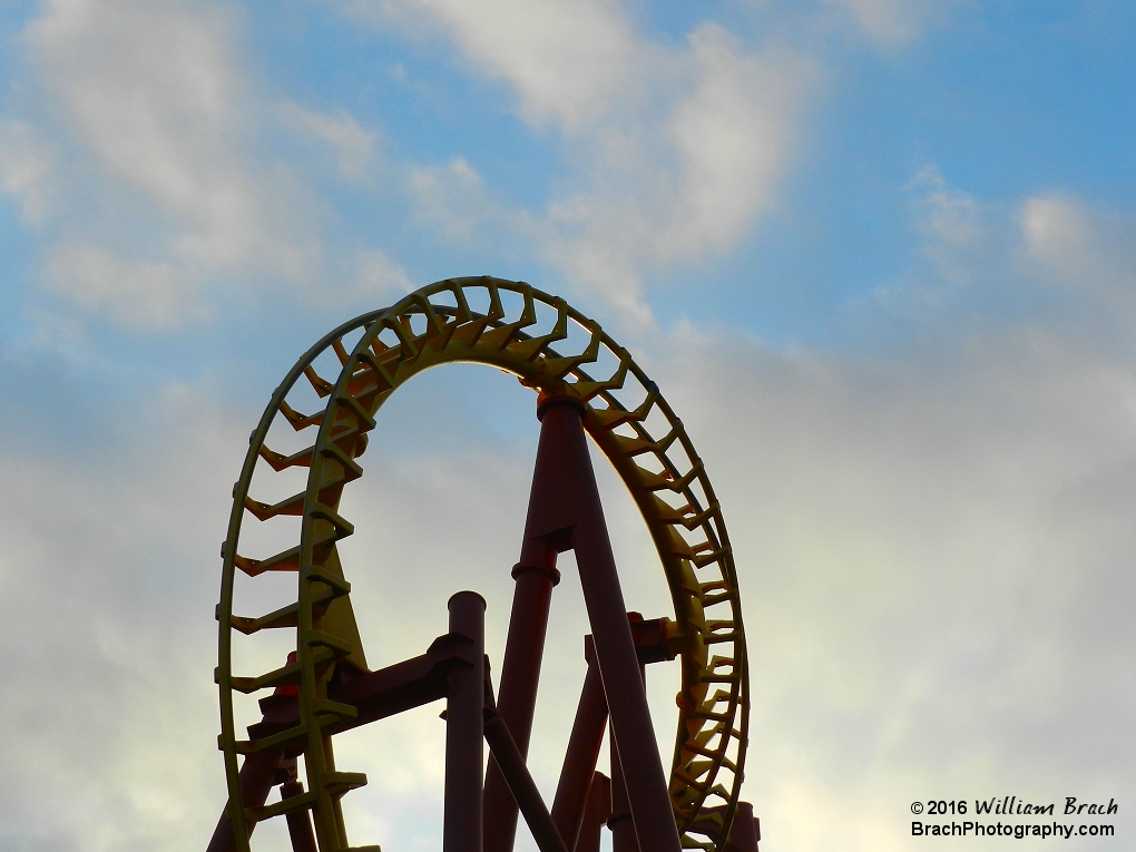 Track in the clearing sky and sunset.