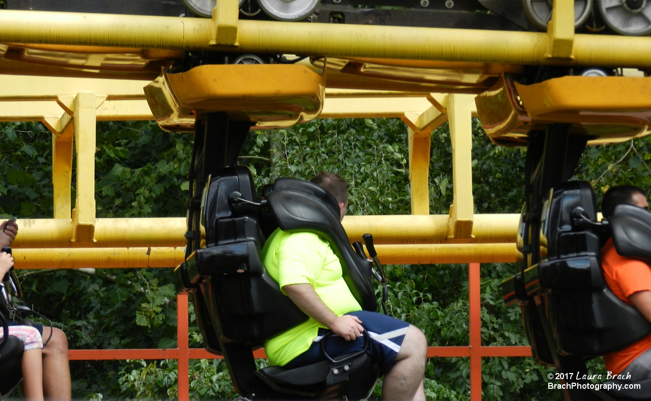 Mind Eraser train sitting in the brake run.