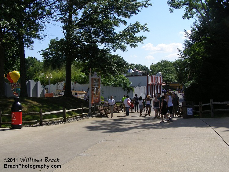 One of several midways at Six Flags America.