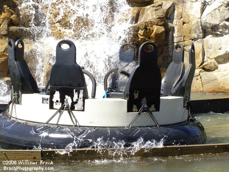 An empty raft making its way down the track.