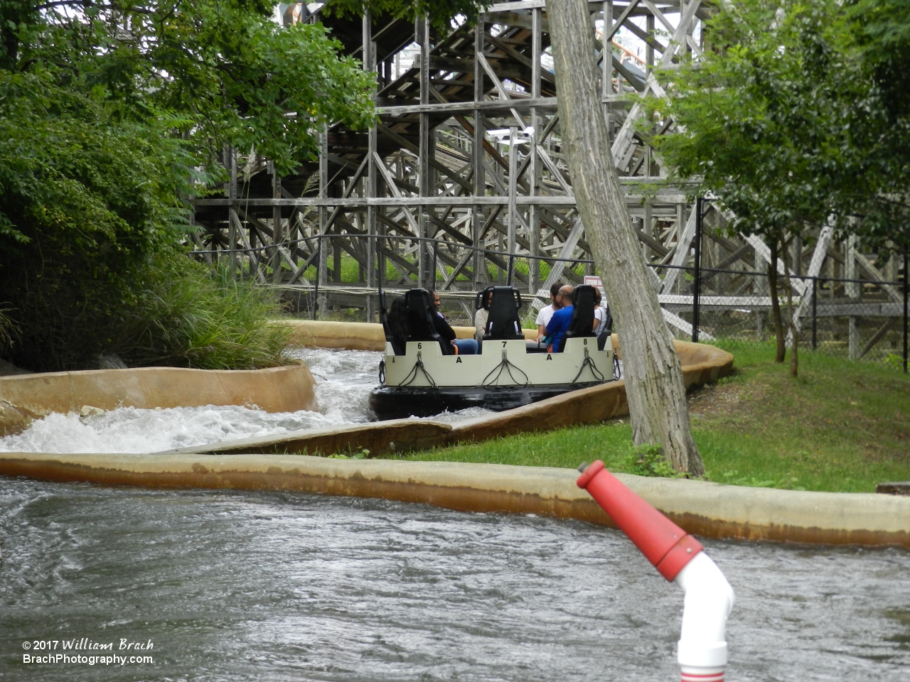 Renegade Rapids boat about to disappear around the bend.