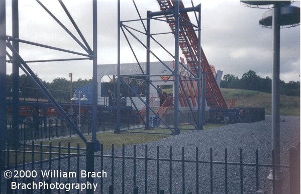 View of Superman: Ride of Steel's station.