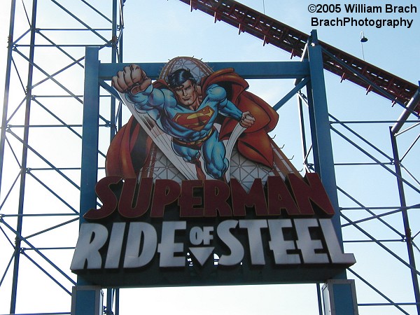 Entrance sign for Superman: Ride of Steel.