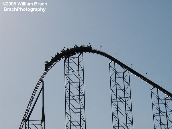 Train cresting the lift hill.