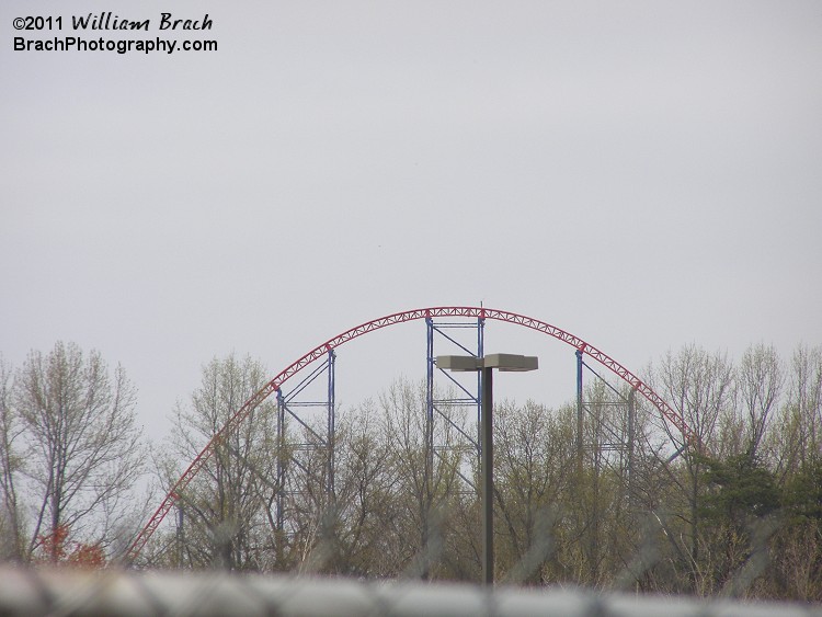 Looking at the second hill from outside the park about a month before the 2011 season began.