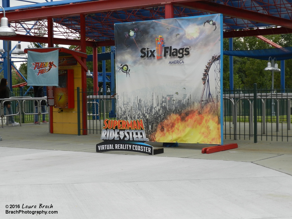 For the 2016 season, Six Flags introduced Virtual Reality at several parks.  Superman: Ride of Steel at Six Flags America got the Virtual Reality.