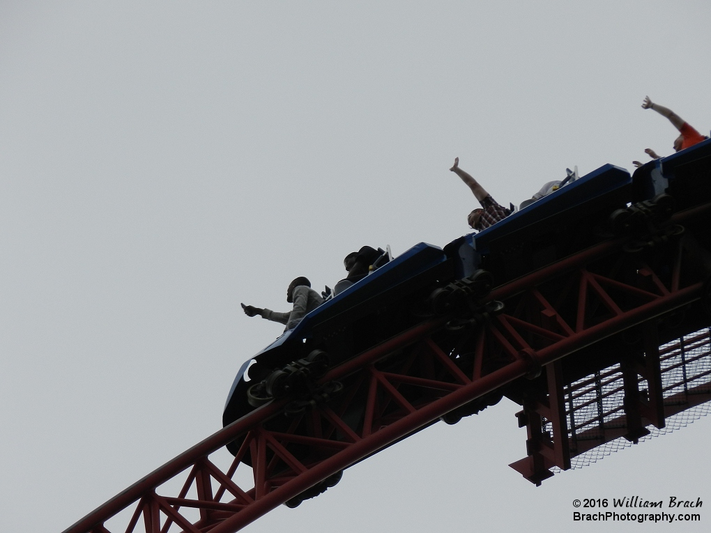 There are no loose items rules on coasters for a reason.  I hope this moron in the front row lost his phone while on the ride.