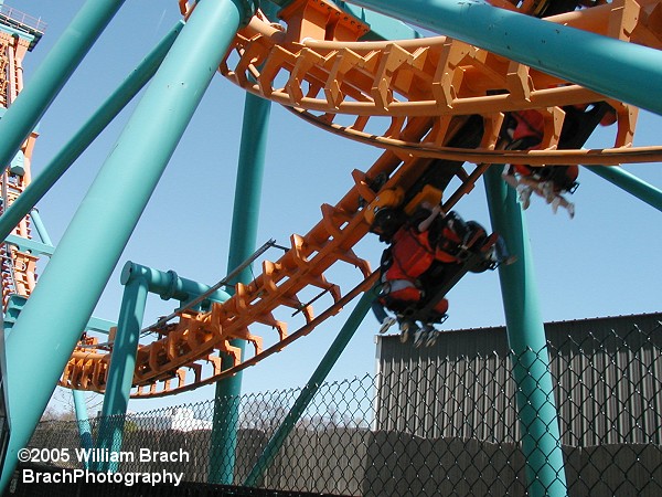 Train exiting the vertical loop.