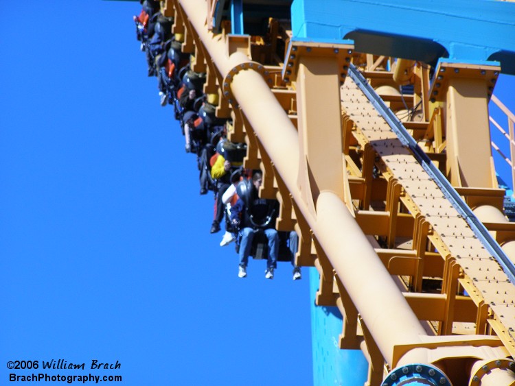 Train going up the lift hill.