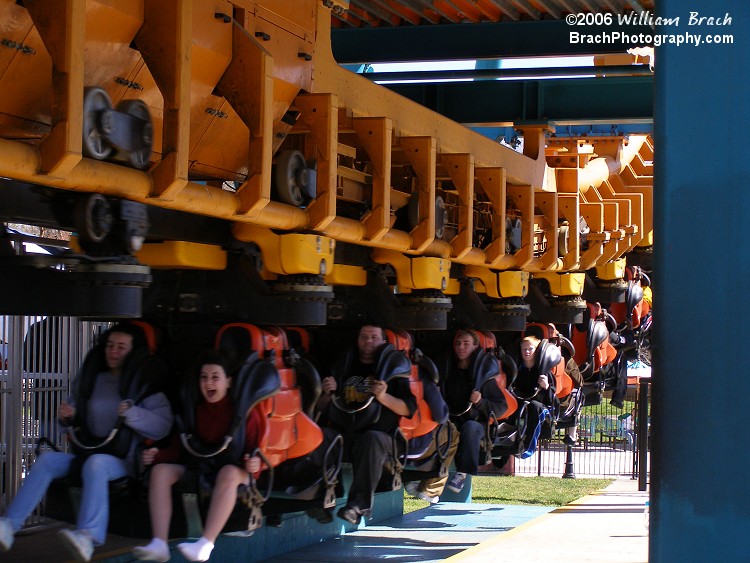 Train rushing through the station.