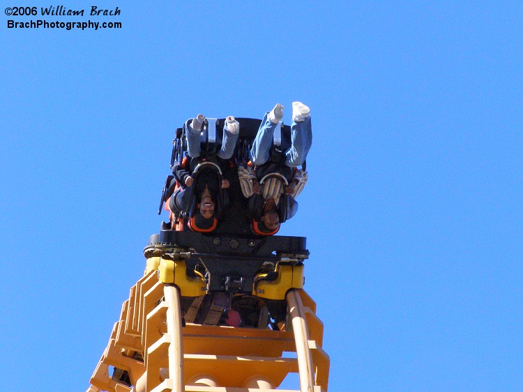 Riders upside-down on the coaster.