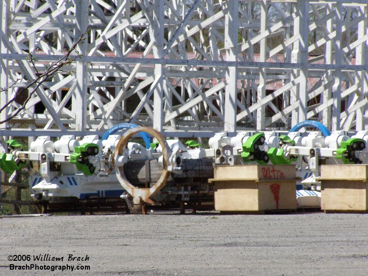 When Six Flags closed down their Six Flags Astroworld park in Houston, Texas; most of the rides were shipped elsewhere among the Six Flags parks.  Ultra Twister ended up at Six Flags America.  Unfortunately the ride was never constructed and had been scrapped as of the 2010 season.  These are the train cars that would have been used if the ride was constructed.