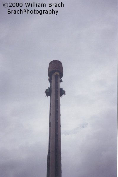 Riders falling down the 140ft tall tower.