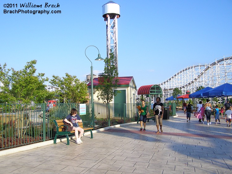 Area features several kiddie rides such as the kiddie drop tower seen here.