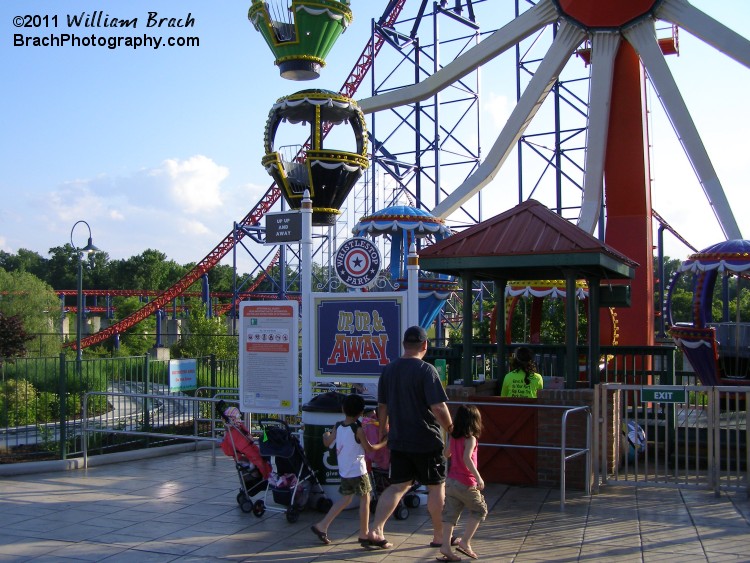 This is the former Around the World in 90 seconds kiddie ferris wheel that was repainted, rethemed for the Whistlestop Park area.