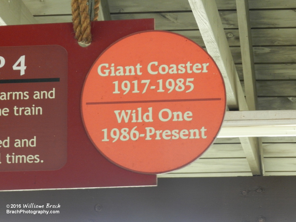 The 2016 season marked Wild One's 99th season.  Can't wait for 2017 when the coaster turns 100!