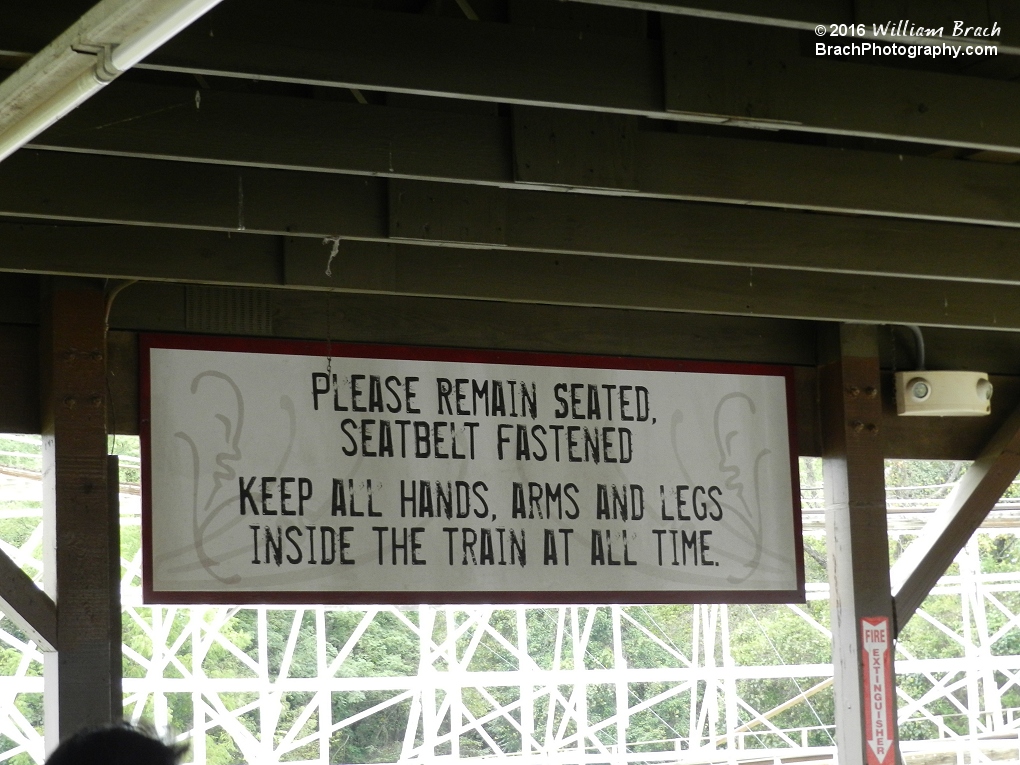 Refreshed rules sign inside the station.