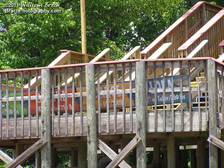 Closeup of the old sign from the slides Rainbow Falls days of the ride.