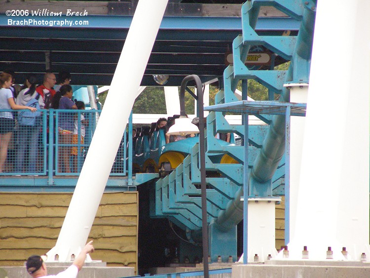 Here's the station of Boomerang: Coast to Coaster and a loaded train ready for departure.