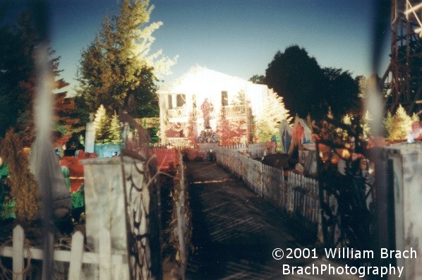 Creepy pathway leading to the haunted mausoleum between Superman and Predator.