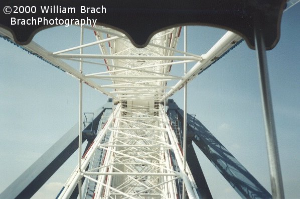 Looking into the hub of the Giant Wheel's structure.