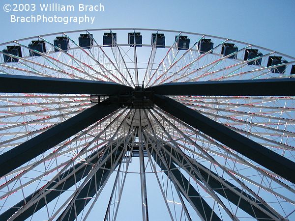 Looking up at the Giant Wheel from the queue.