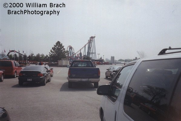 Seen from the parking lot at Six Flags Darien Lake.