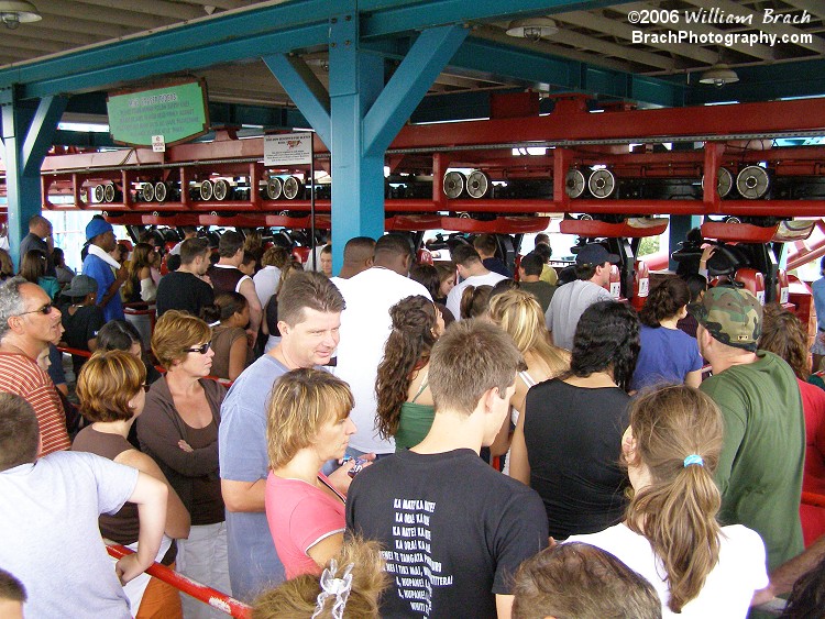 Here we are, inside the station for Six Flags Darien Lake's Mind Eraser.