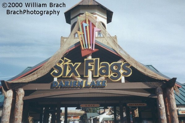 Six Flags Darien Lake's entrance all decorated for the Fright Fest event.