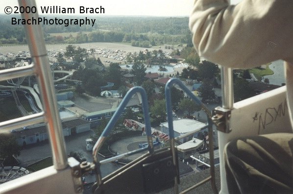 Inside the Giant Wheel's gondola.