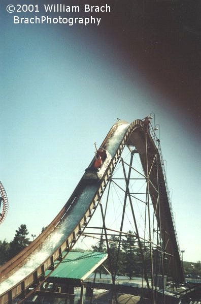 Poland Spring Plunge originally opened as Thunder Rapids in 1981.  Why anyone would name a LOG FLUME Thunder RAPIDS is beyond me.  The ride was renamed back to it's original Thunder Rapids name for the 2010 season.