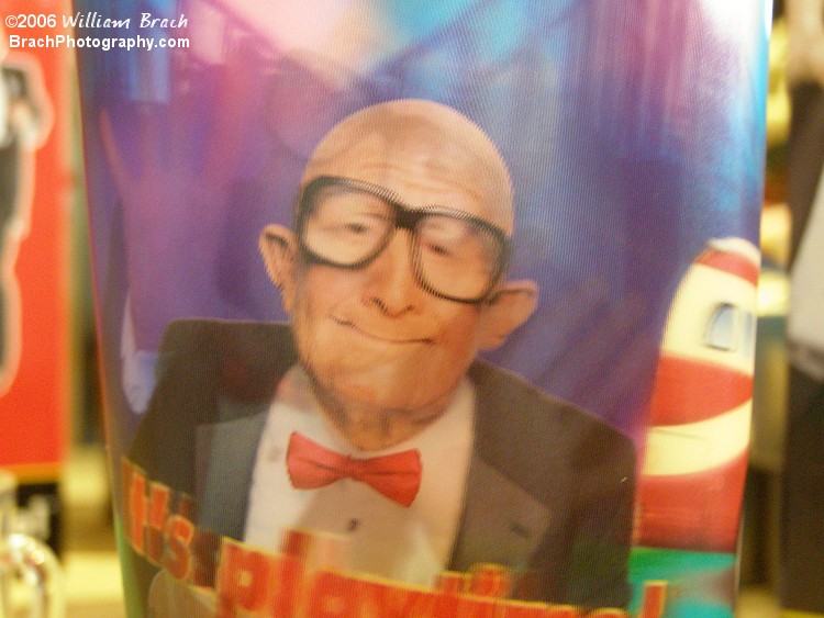 Mr. Six on a souvineer travel cup.