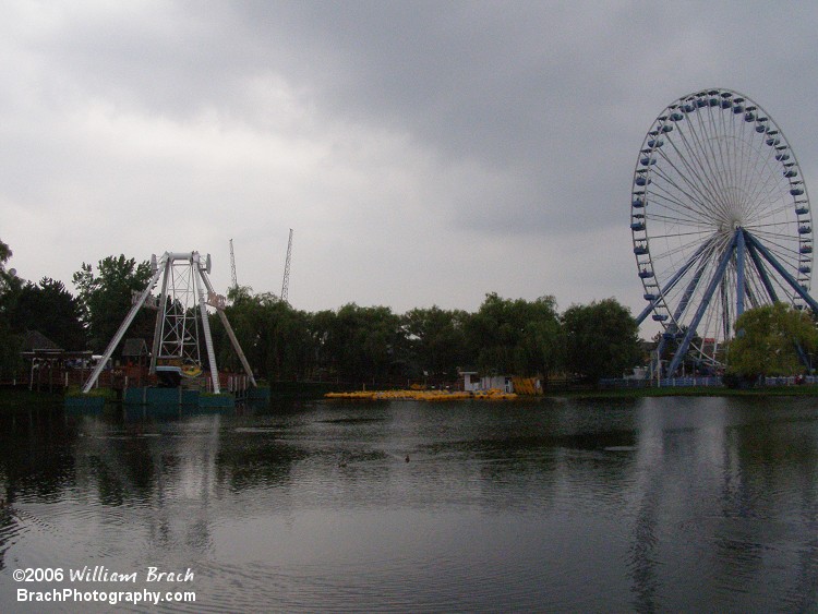 Pirate ship ride.  Those yellow boat things are the paddle boats, and the Giant Wheel from across Fun Lake.