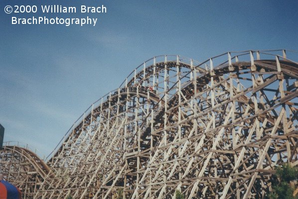 This coaster is Six Flags Darien Lake's only wooden coaster.