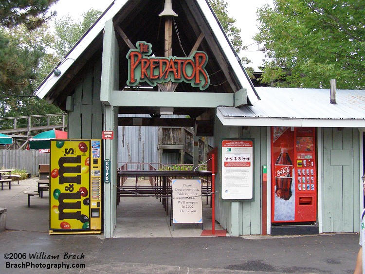 Predator was closed when I visited in 2006.  Here's the closed entrance with a sign on it.