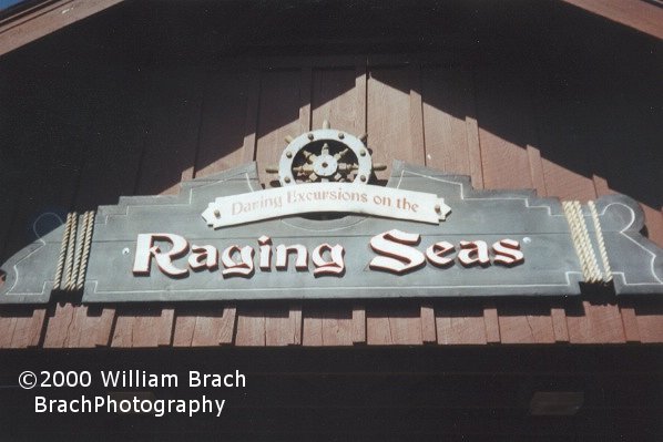 Raging Seas' queue line entrance building.