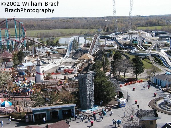 Aerial view of the Shipwreck Falls area under construction from the Giant Wheel.