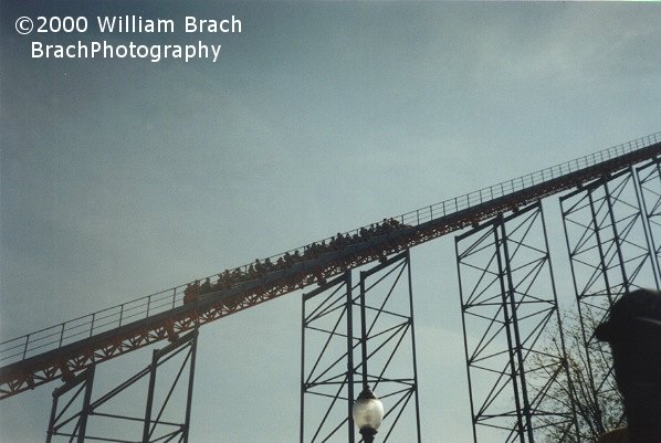 Going up the lift hill.