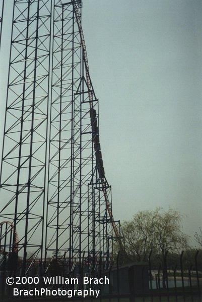 Train going down the drop.