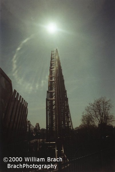 You'll need sunglasses for this lift hill.  Just don't lose them on the drop!