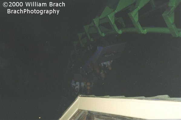 Viper running through the corkscrew at night.