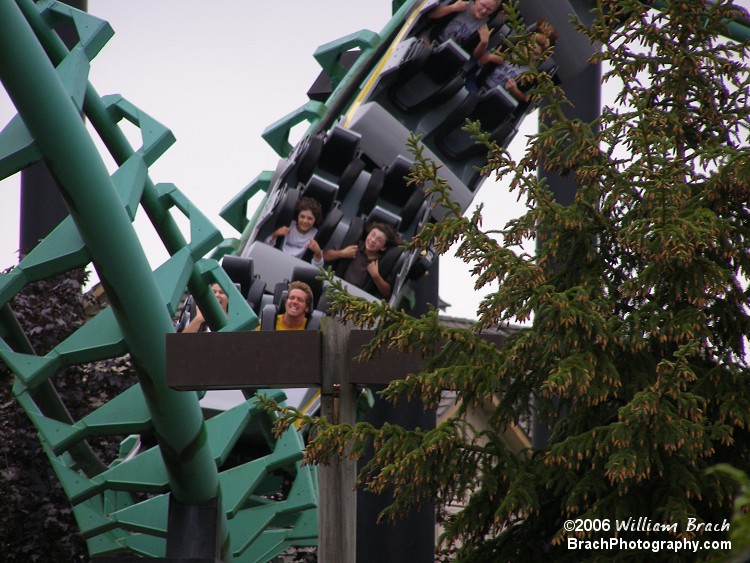 Train running through the corkscrews before the finale helix.