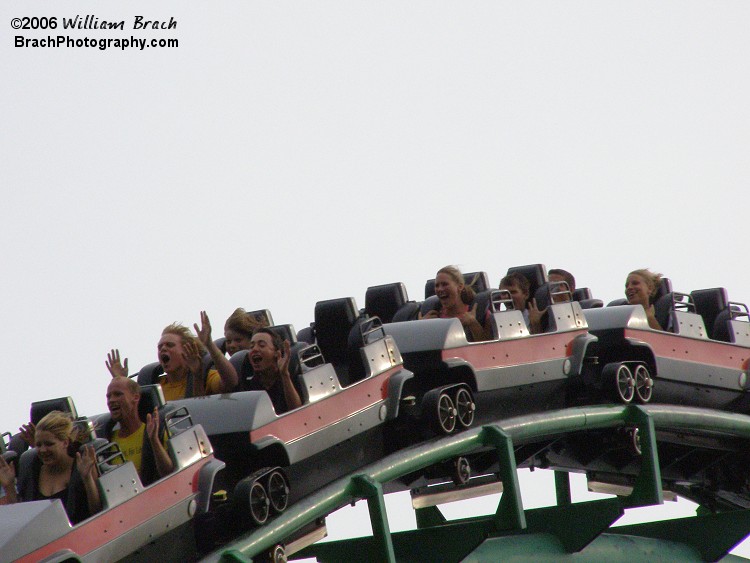 Red train going down the first drop.