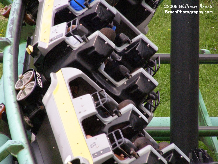 Viper's yellow train exiting the helix and headed towards the brakes.