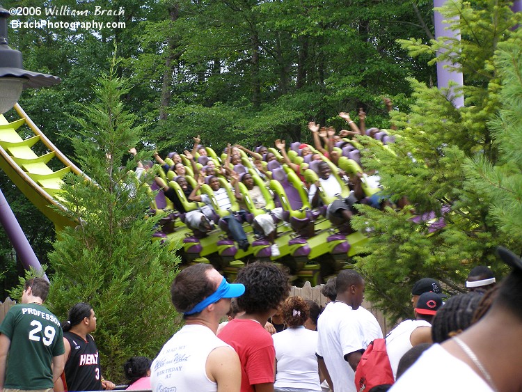 Waiting in line for the ride.