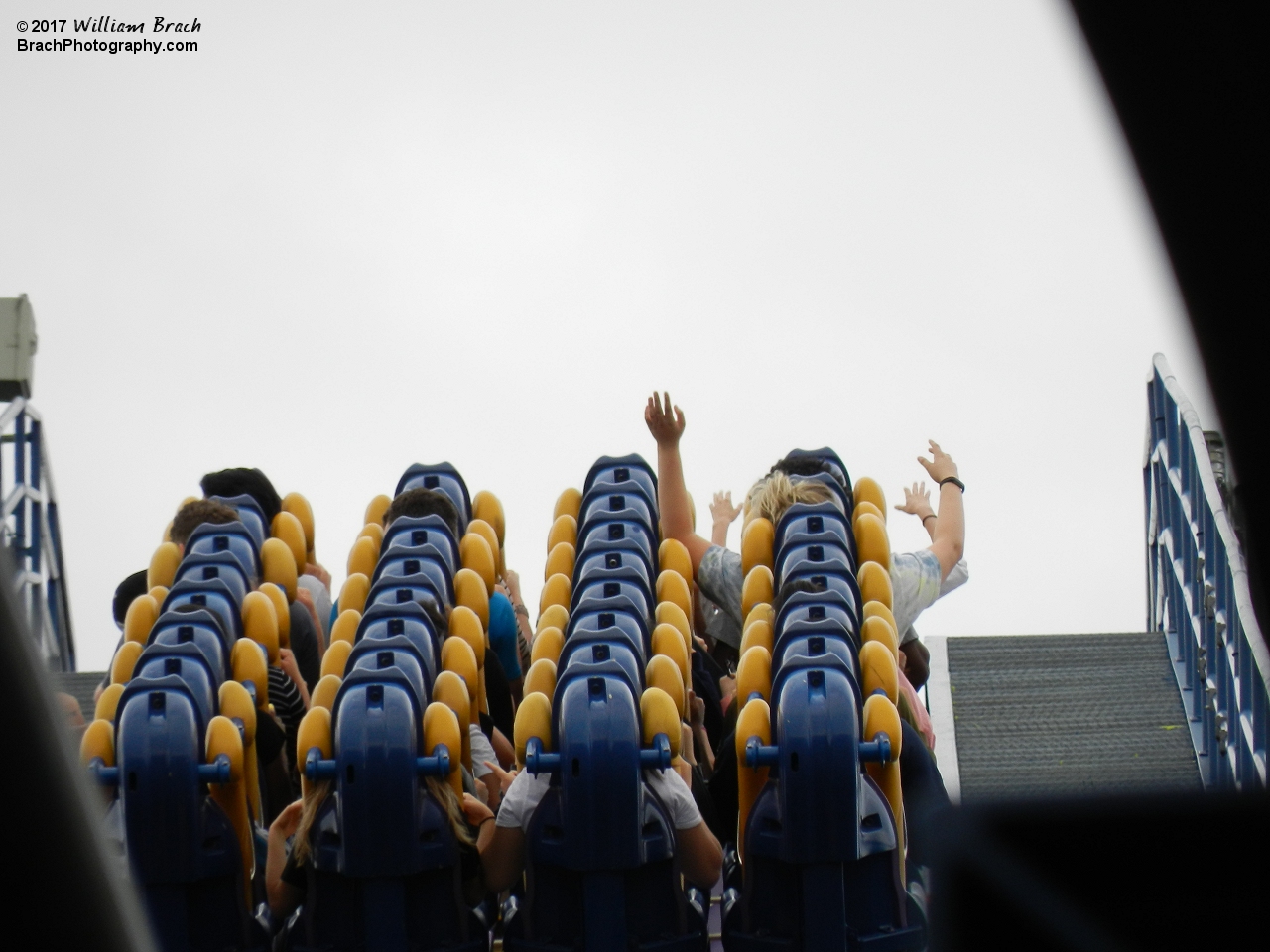 Bizarro train going up the lift hill.