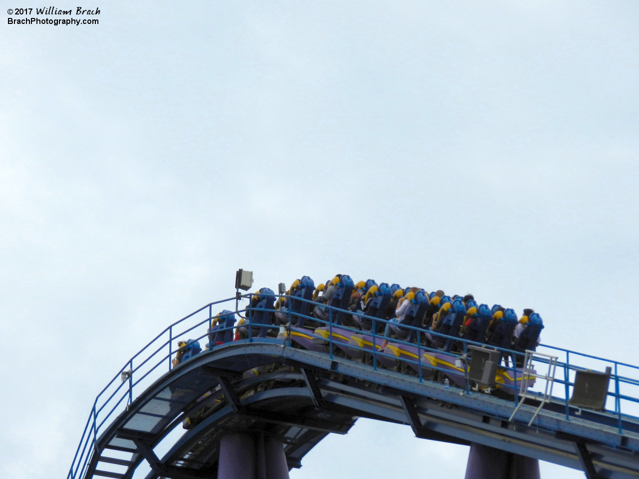 Bizarro train going up the lift hill.