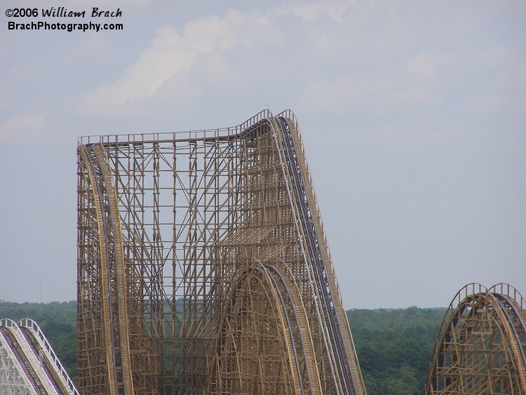 Lift hill and first drop seen here along with the second and third hills.