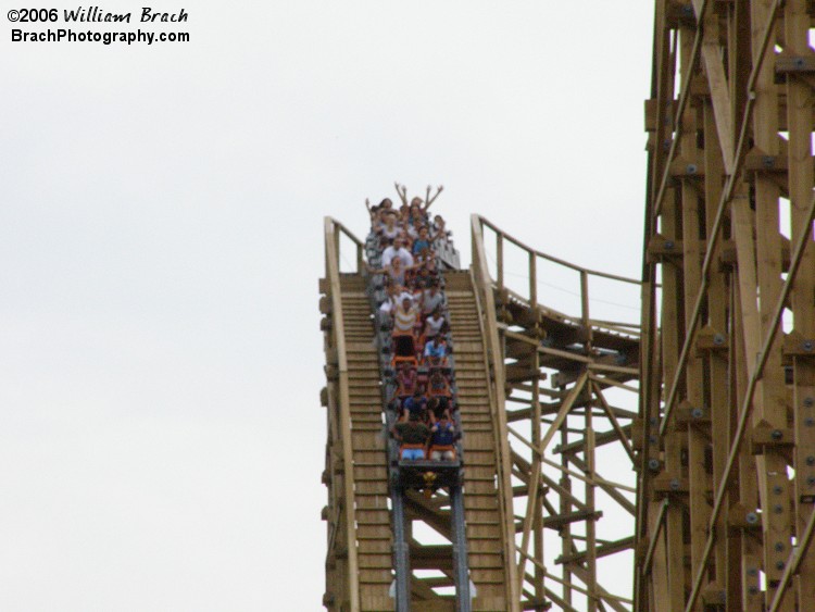 El Toro train going down the first drop.